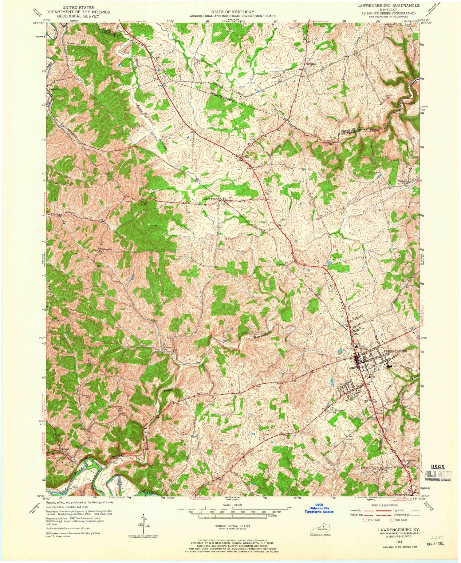 Classic USGS Alton Station Kentucky 7.5'x7.5' Topo Map Image