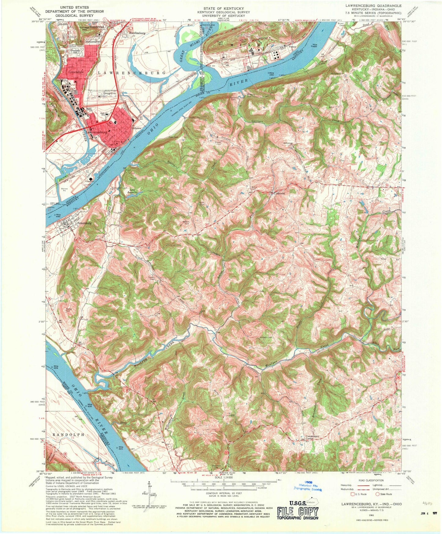 Classic USGS Alton Station Kentucky 7.5'x7.5' Topo Map Image