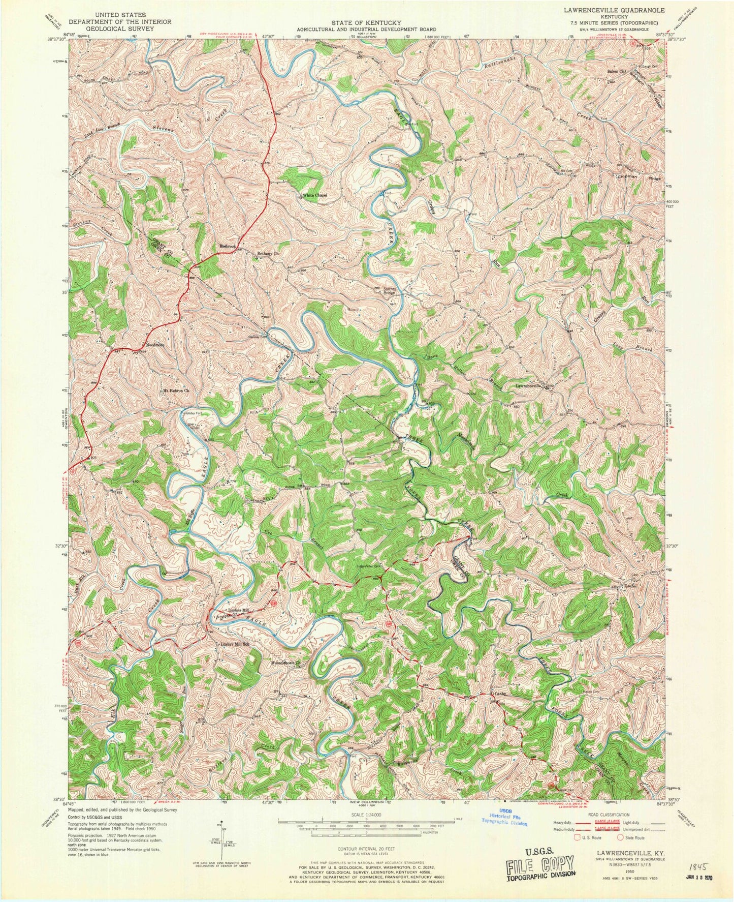 Classic USGS Lawrenceville Kentucky 7.5'x7.5' Topo Map Image