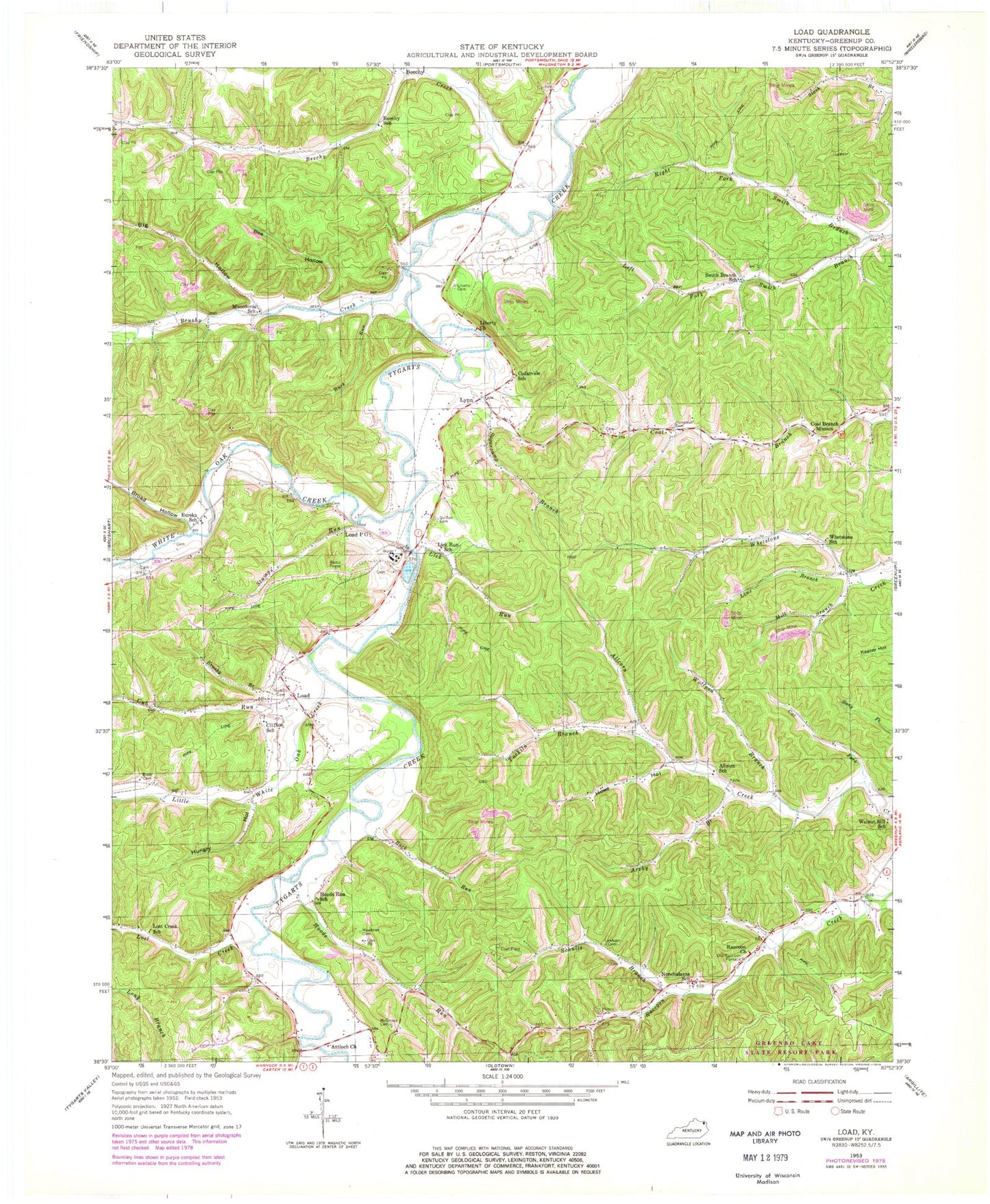 Classic USGS Load Kentucky 7.5'x7.5' Topo Map Image