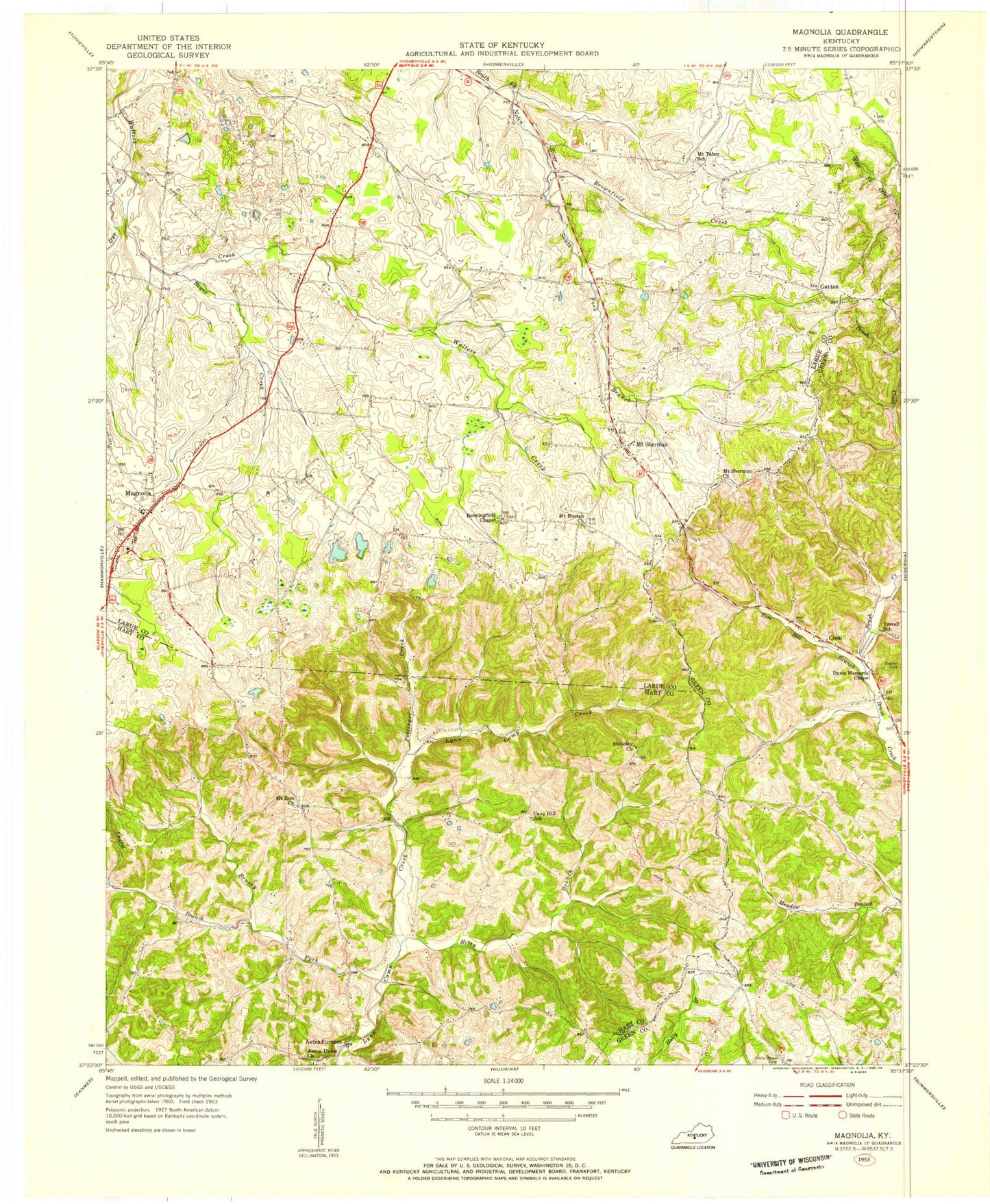 Classic USGS Magnolia Kentucky 7.5'x7.5' Topo Map Image