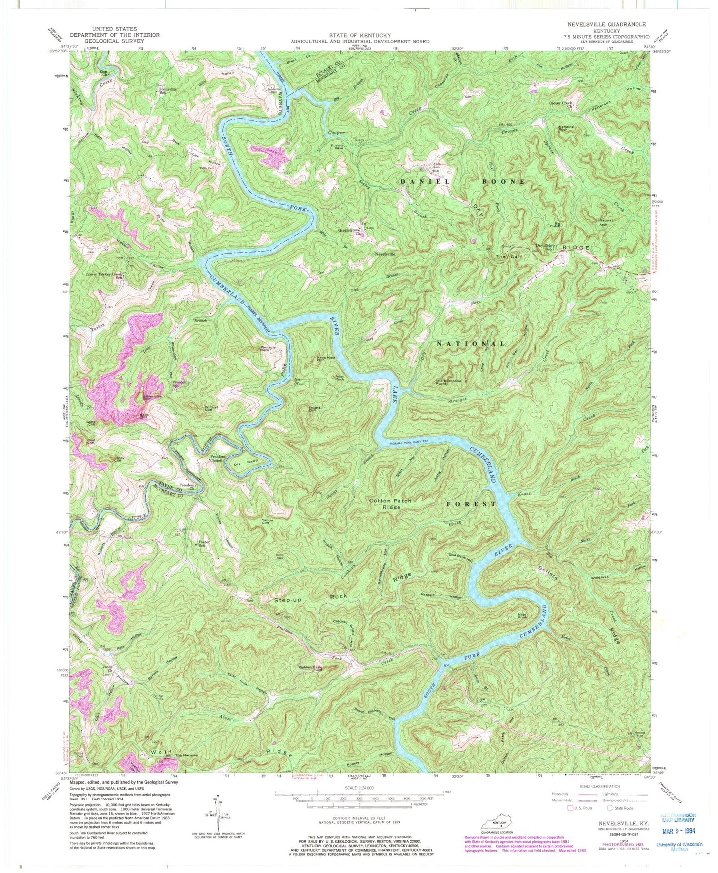 Classic USGS Nevelsville Kentucky 7.5'x7.5' Topo Map Image