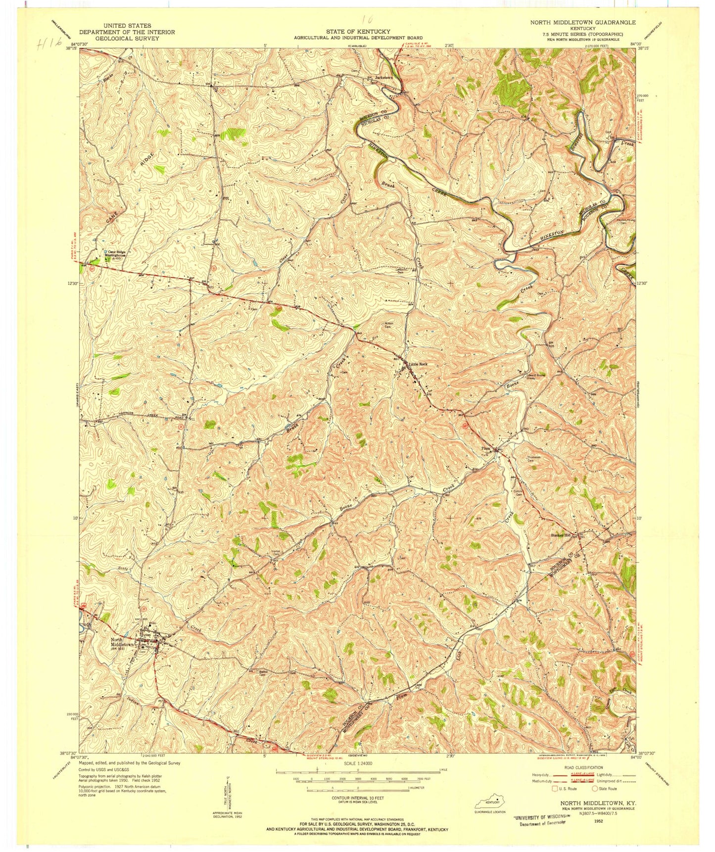 Classic USGS North Middletown Kentucky 7.5'x7.5' Topo Map Image