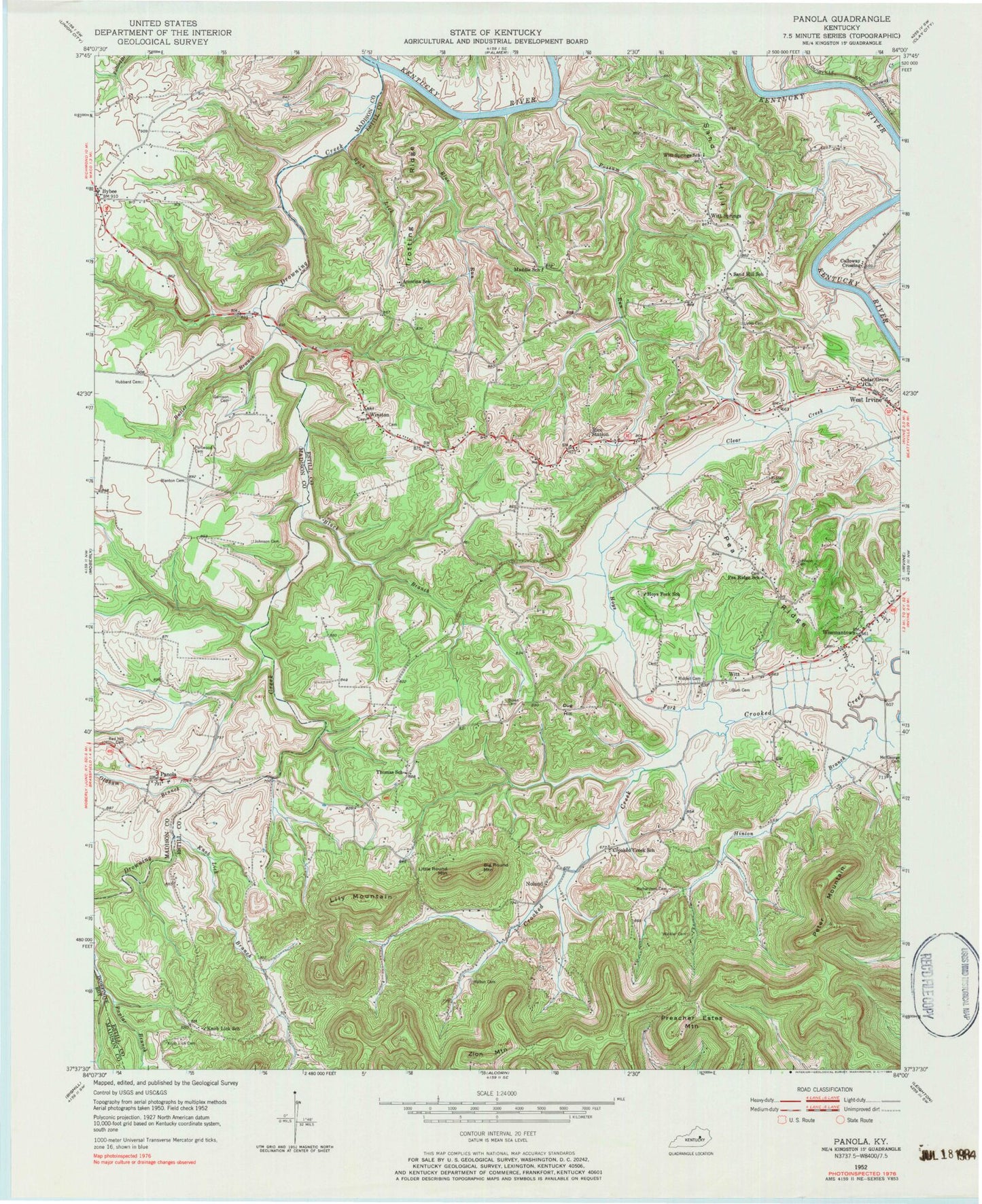 Classic USGS Panola Kentucky 7.5'x7.5' Topo Map Image