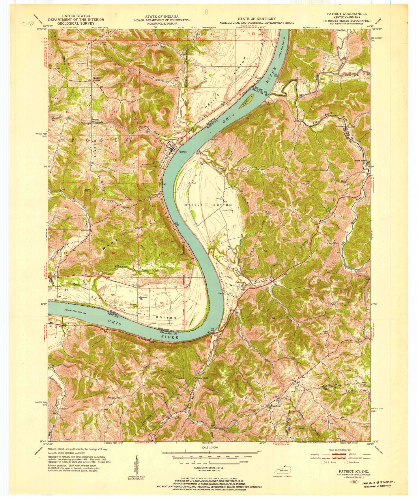 Classic USGS Patriot Indiana 7.5'x7.5' Topo Map Image