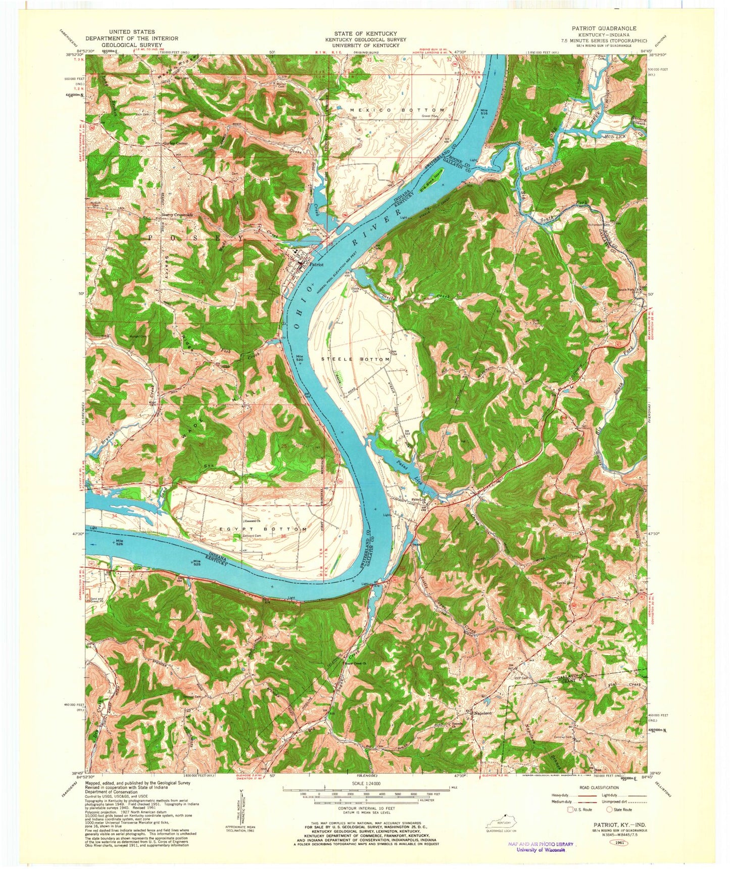 Classic USGS Patriot Indiana 7.5'x7.5' Topo Map Image