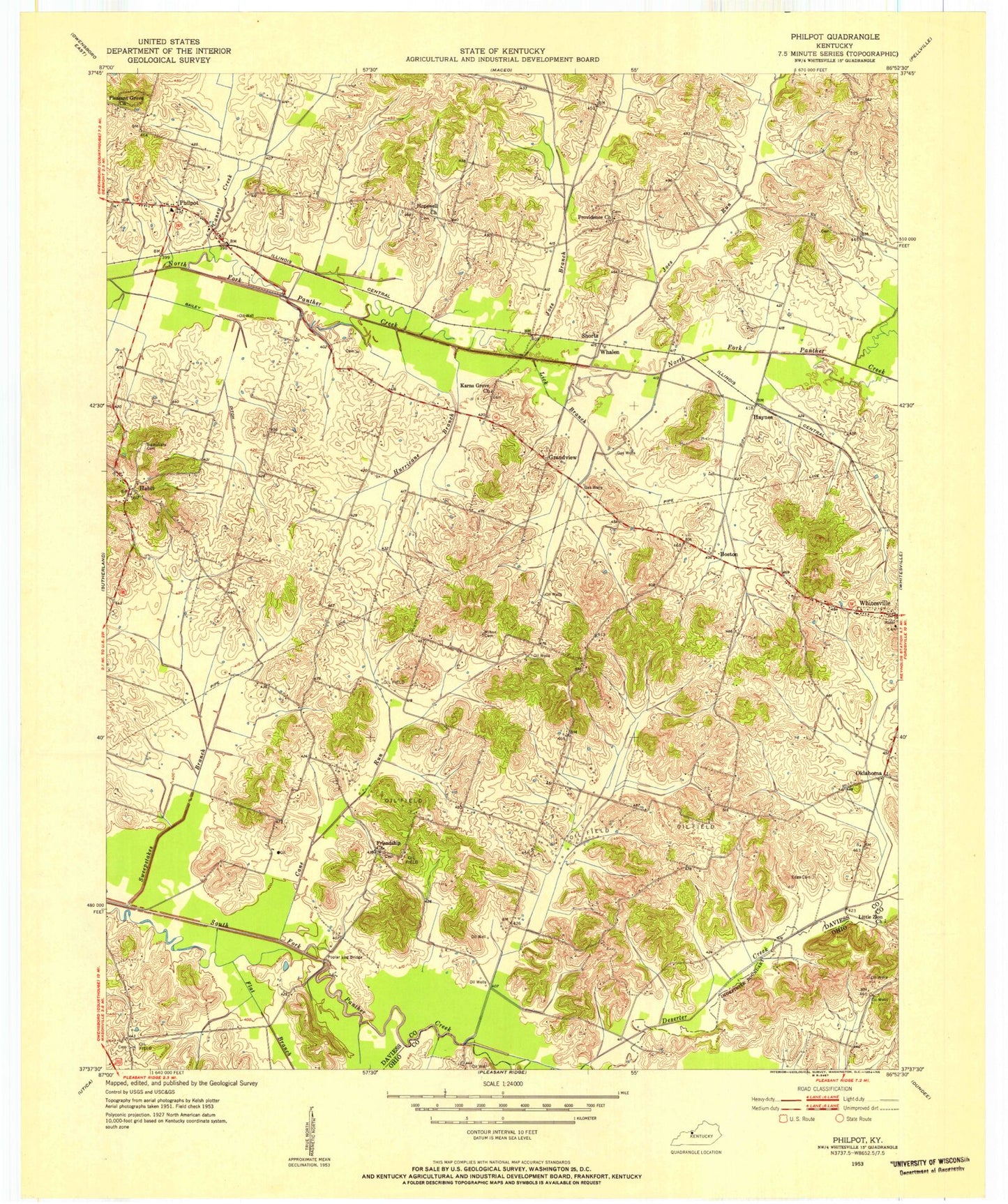 Classic USGS Philpot Kentucky 7.5'x7.5' Topo Map Image