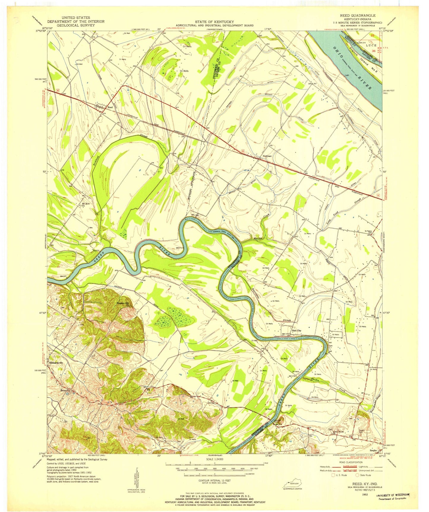 Classic USGS Reed Kentucky 7.5'x7.5' Topo Map Image