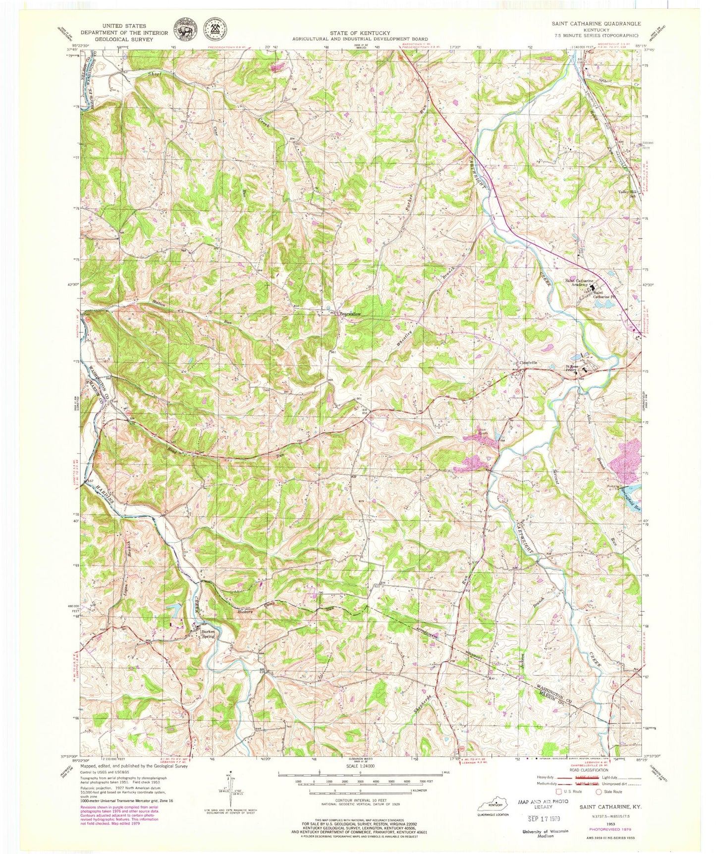 Classic USGS Saint Catharine Kentucky 7.5'x7.5' Topo Map Image