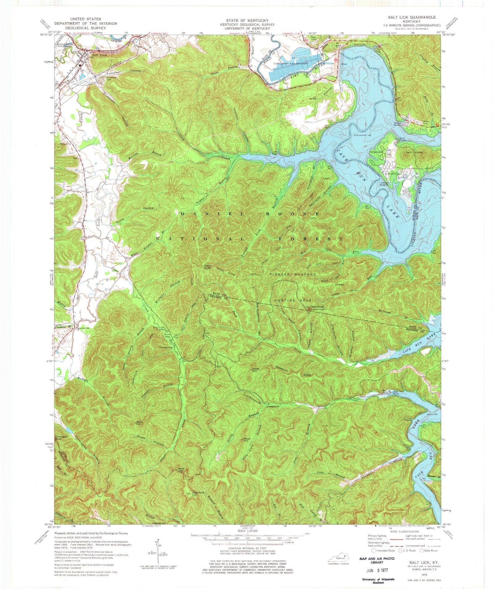 Classic USGS Salt Lick Kentucky 7.5'x7.5' Topo Map MyTopo Map Store
