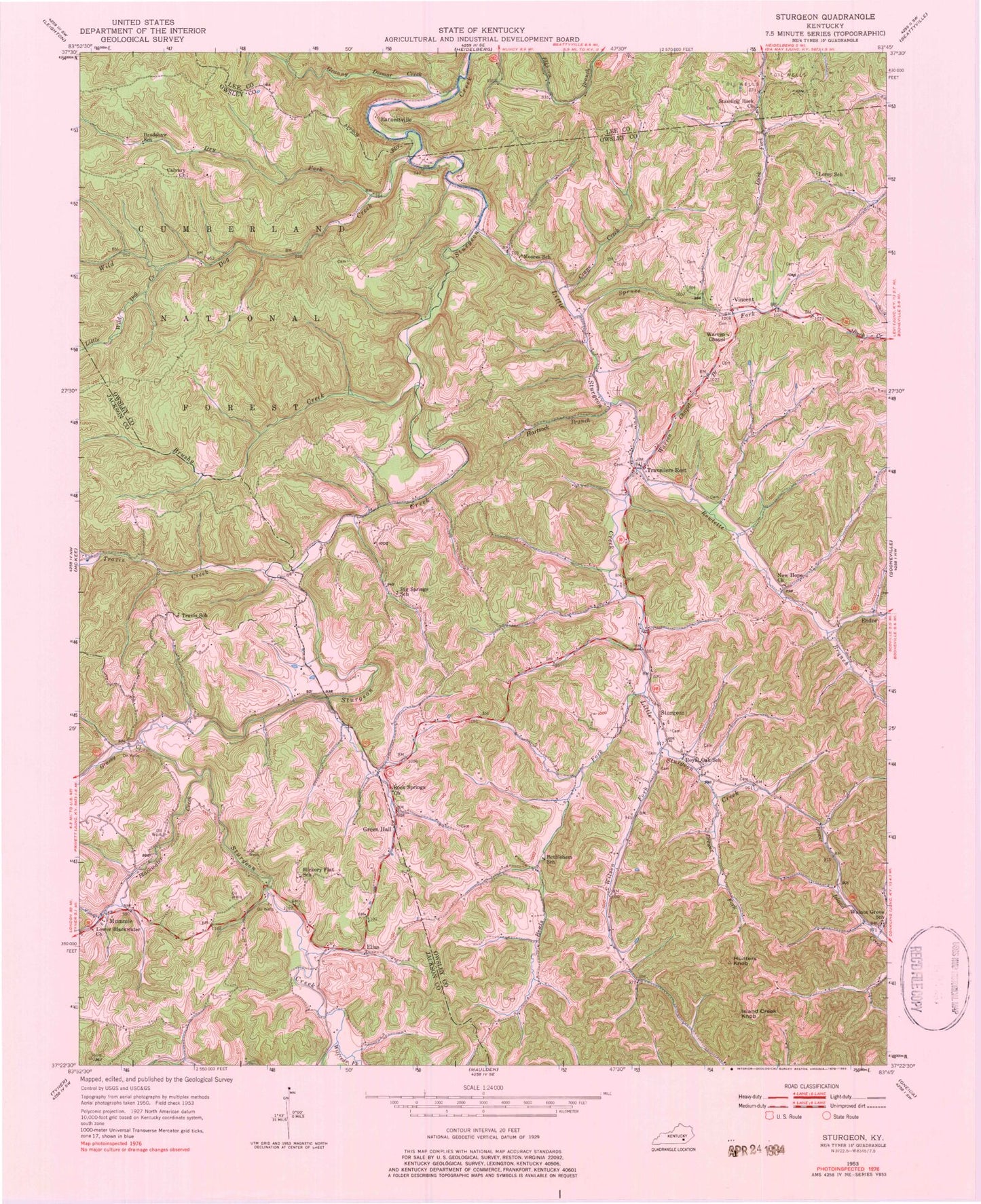 Classic USGS Sturgeon Kentucky 7.5'x7.5' Topo Map Image