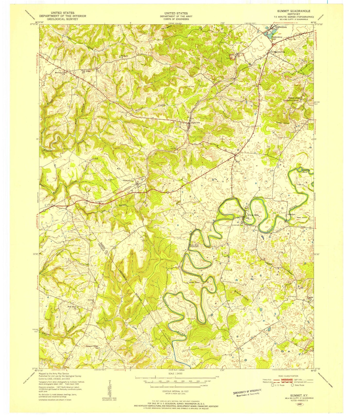 Classic USGS Summit Kentucky 7.5'x7.5' Topo Map Image
