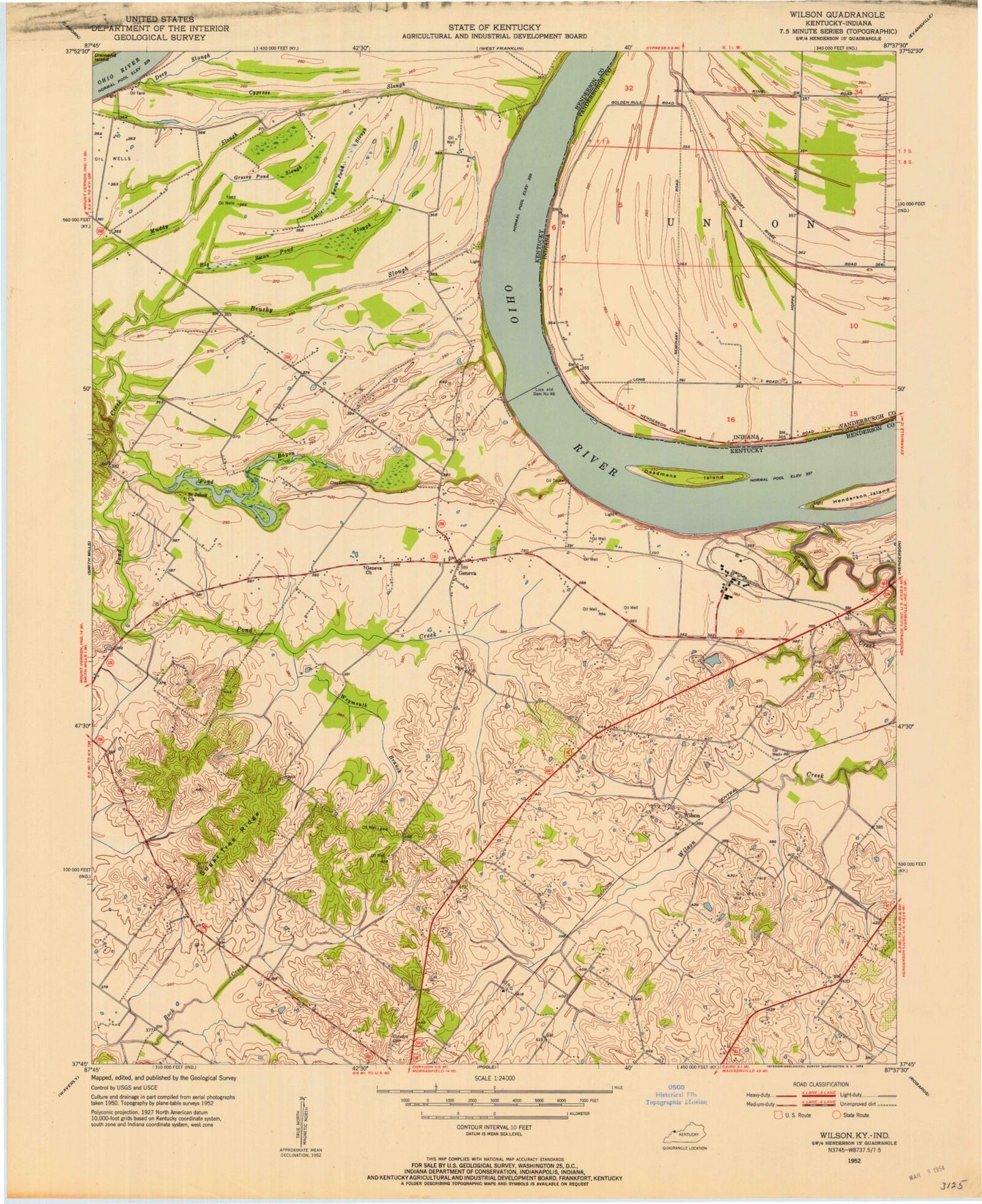 Classic USGS Wilson Kentucky 7.5'x7.5' Topo Map Image