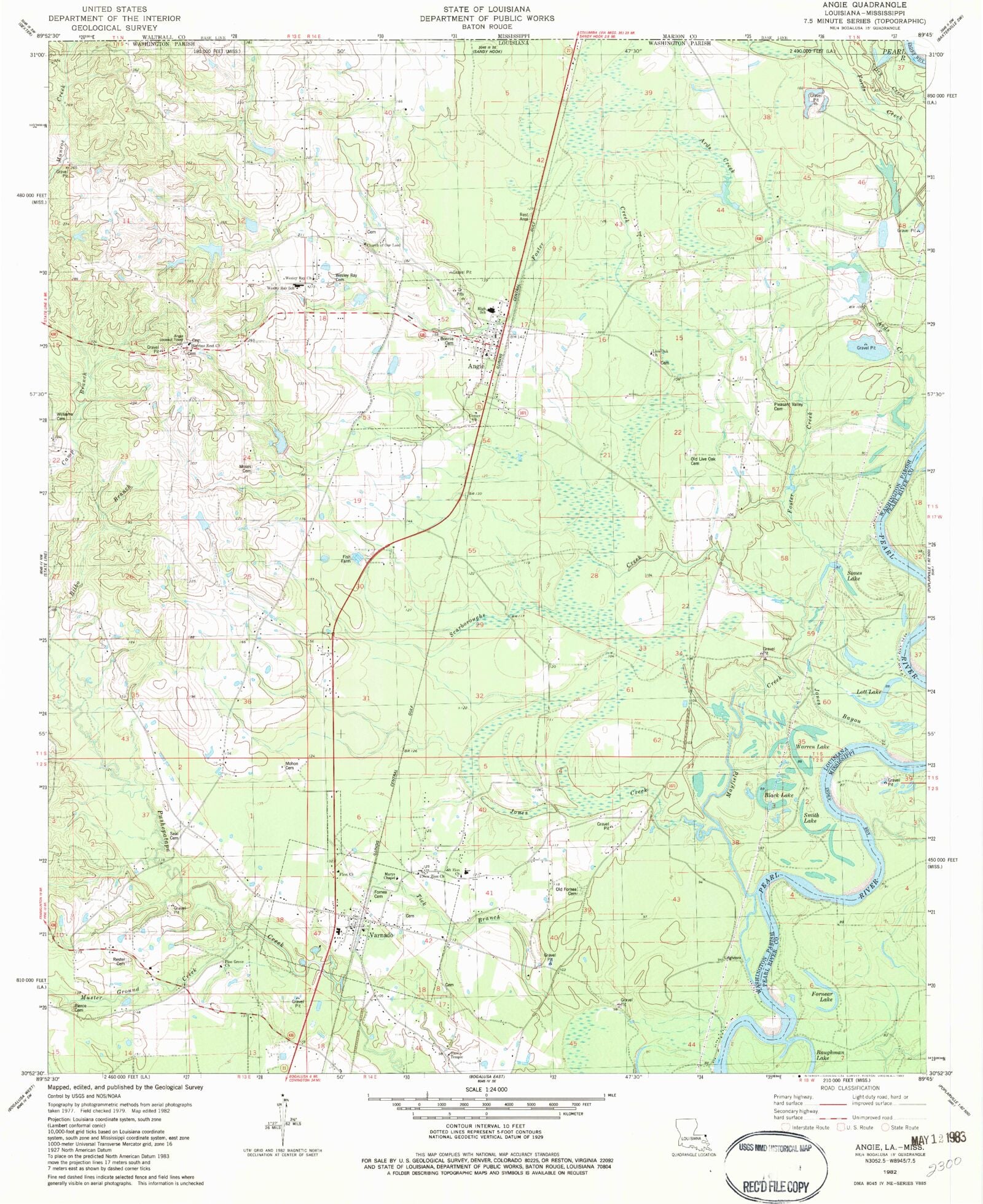 Classic USGS Angie Louisiana 7.5'x7.5' Topo Map MyTopo Map Store
