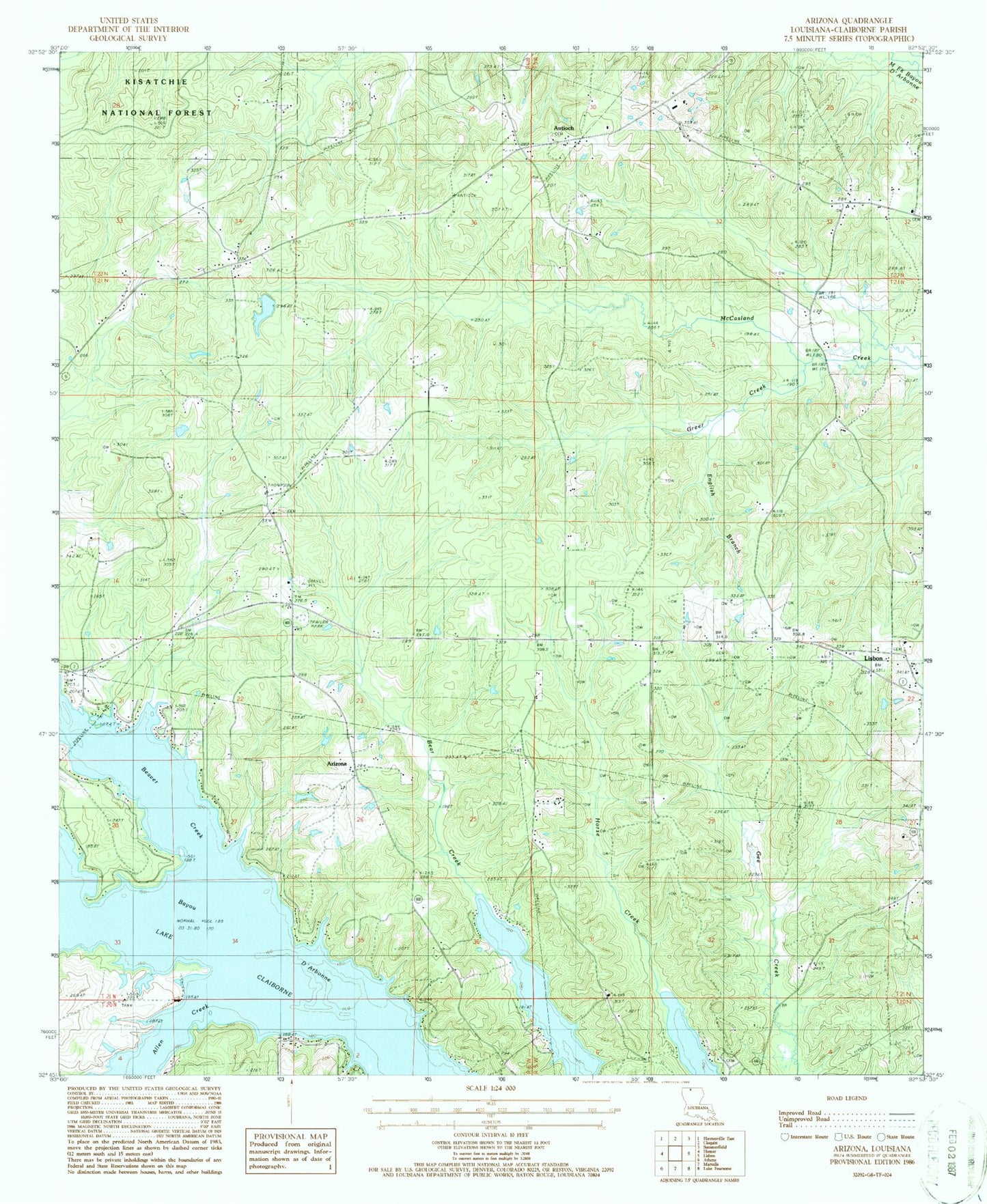 Classic USGS Arizona Louisiana 7.5'x7.5' Topo Map Image