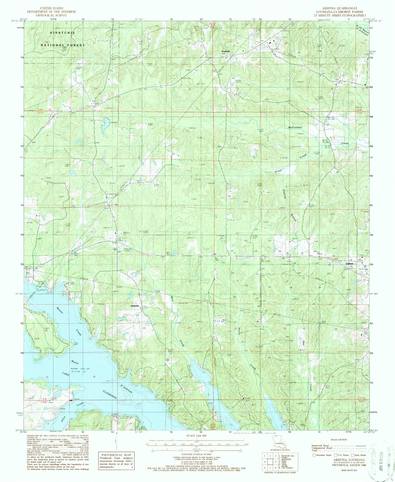 Classic USGS Arizona Louisiana 7.5'x7.5' Topo Map Image