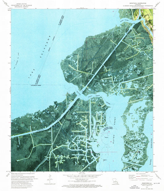 Classic USGS Barataria Louisiana 7.5'x7.5' Topo Map Image