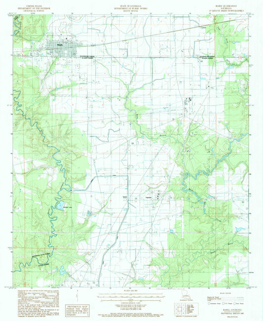 Classic USGS Basile Louisiana 7.5'x7.5' Topo Map Image