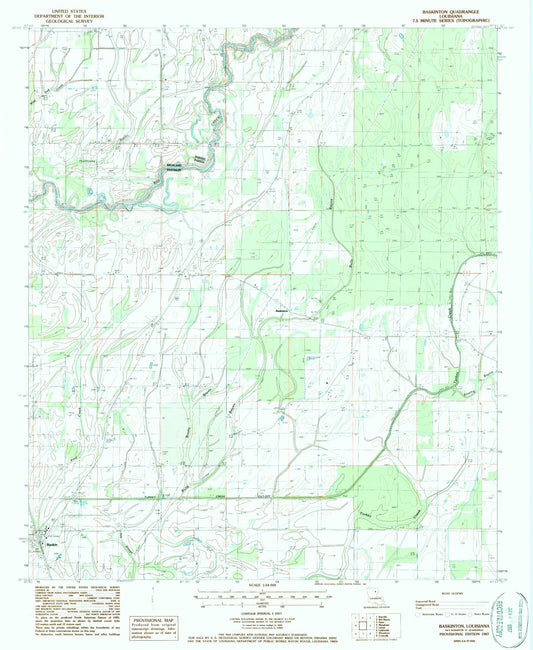 Classic USGS Baskinton Louisiana 7.5'x7.5' Topo Map Image