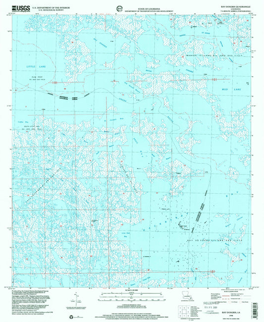 Classic USGS Bay Dosgris Louisiana 7.5'x7.5' Topo Map Image