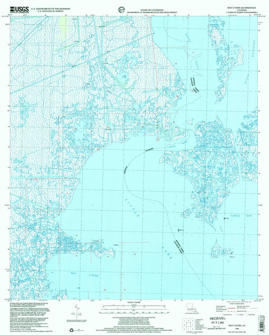 Classic USGS Bay L'Ours Louisiana 7.5'x7.5' Topo Map Image