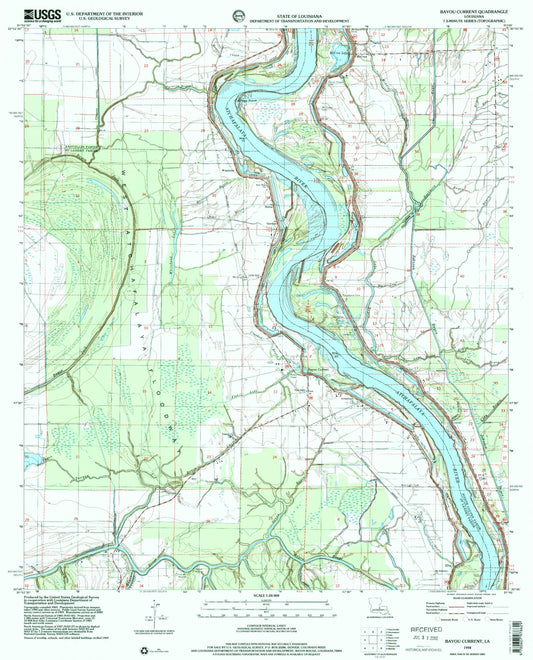 Classic USGS Bayou Current Louisiana 7.5'x7.5' Topo Map Image