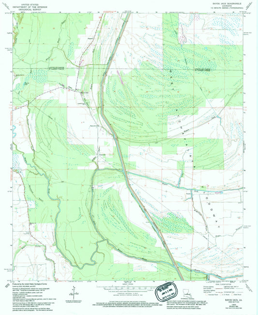 Classic USGS Bayou Jack Louisiana 7.5'x7.5' Topo Map Image