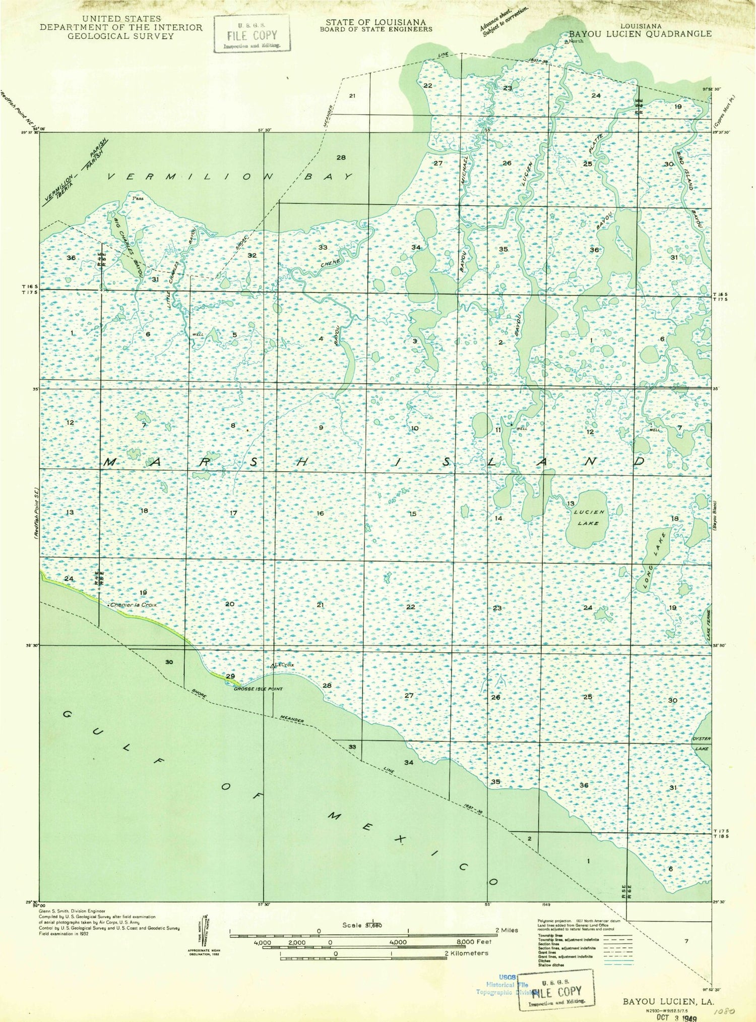 Classic USGS Bayou Lucien Louisiana 7.5'x7.5' Topo Map Image