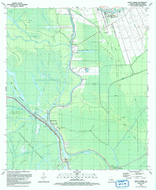 Classic USGS Bayou Sorrel Louisiana 7.5'x7.5' Topo Map Image