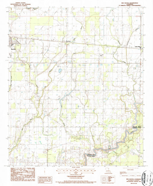 Classic USGS Bee Bayou Louisiana 7.5'x7.5' Topo Map Image