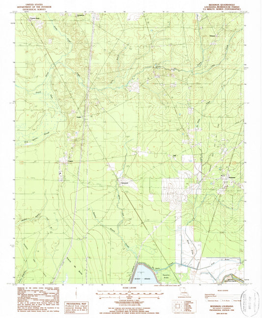 Classic USGS Beekman Louisiana 7.5'x7.5' Topo Map Image