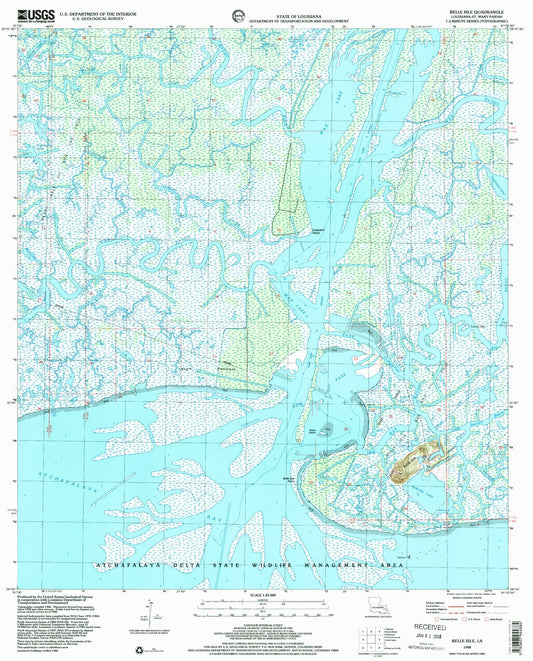 Classic USGS Belle Isle Louisiana 7.5'x7.5' Topo Map Image