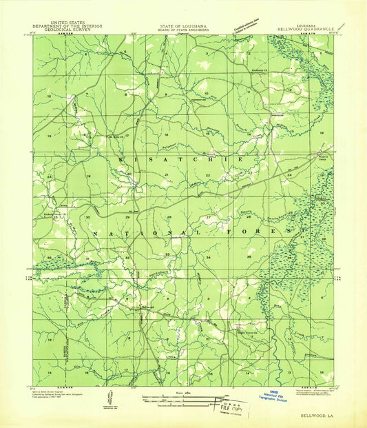 Classic USGS Bellwood Louisiana 7.5'x7.5' Topo Map Image