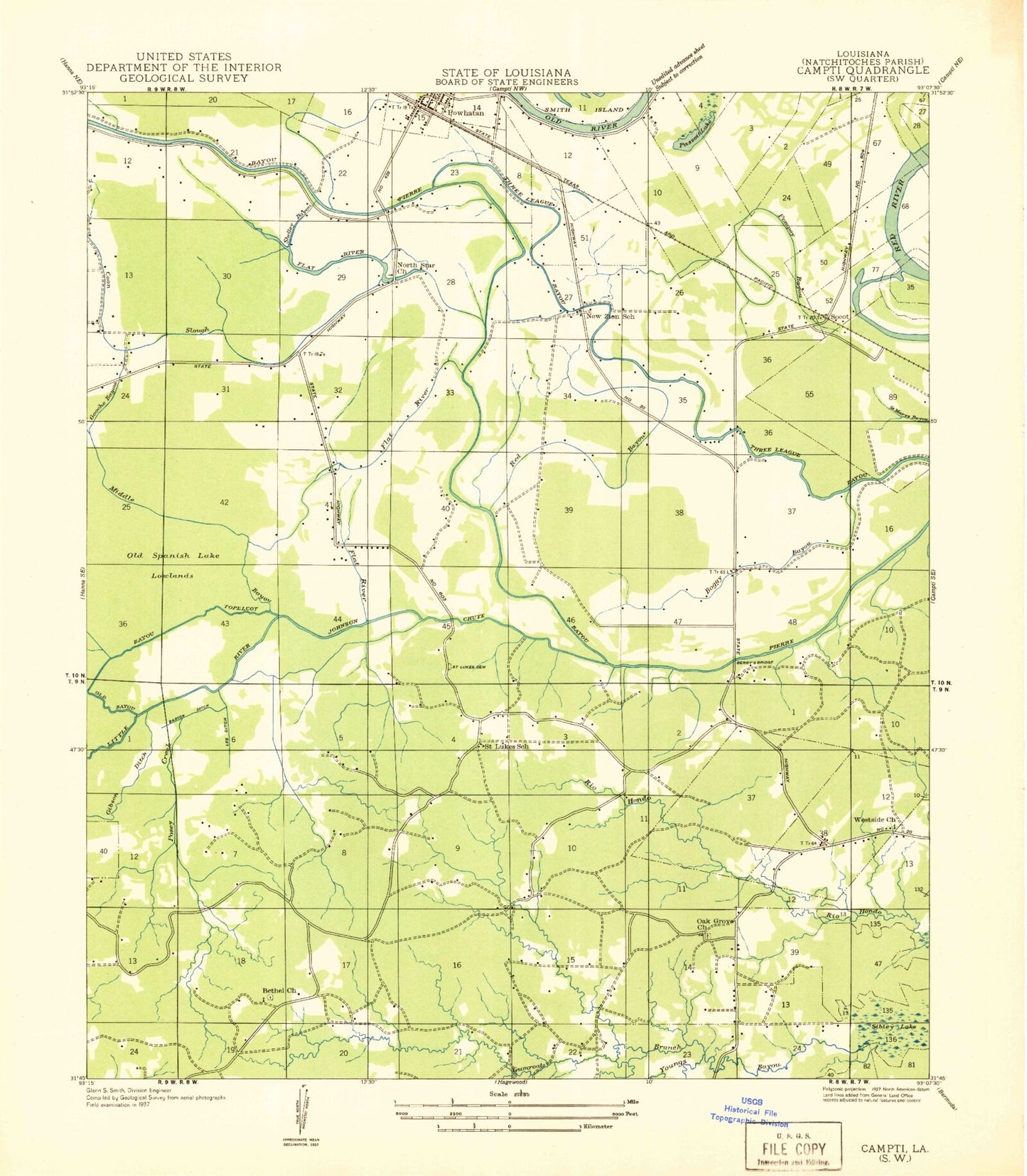 Classic USGS Powhatan Louisiana 7.5'x7.5' Topo Map Image