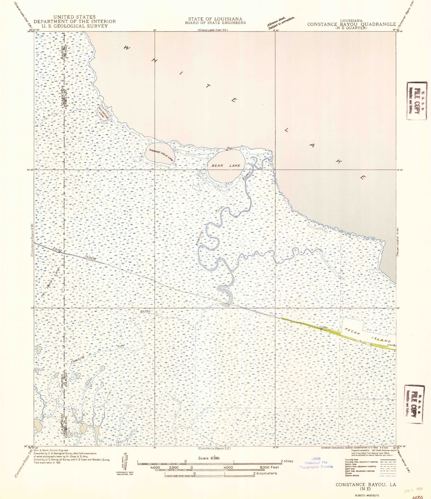Classic USGS Floating Turf Bayou Louisiana 7.5'x7.5' Topo Map Image
