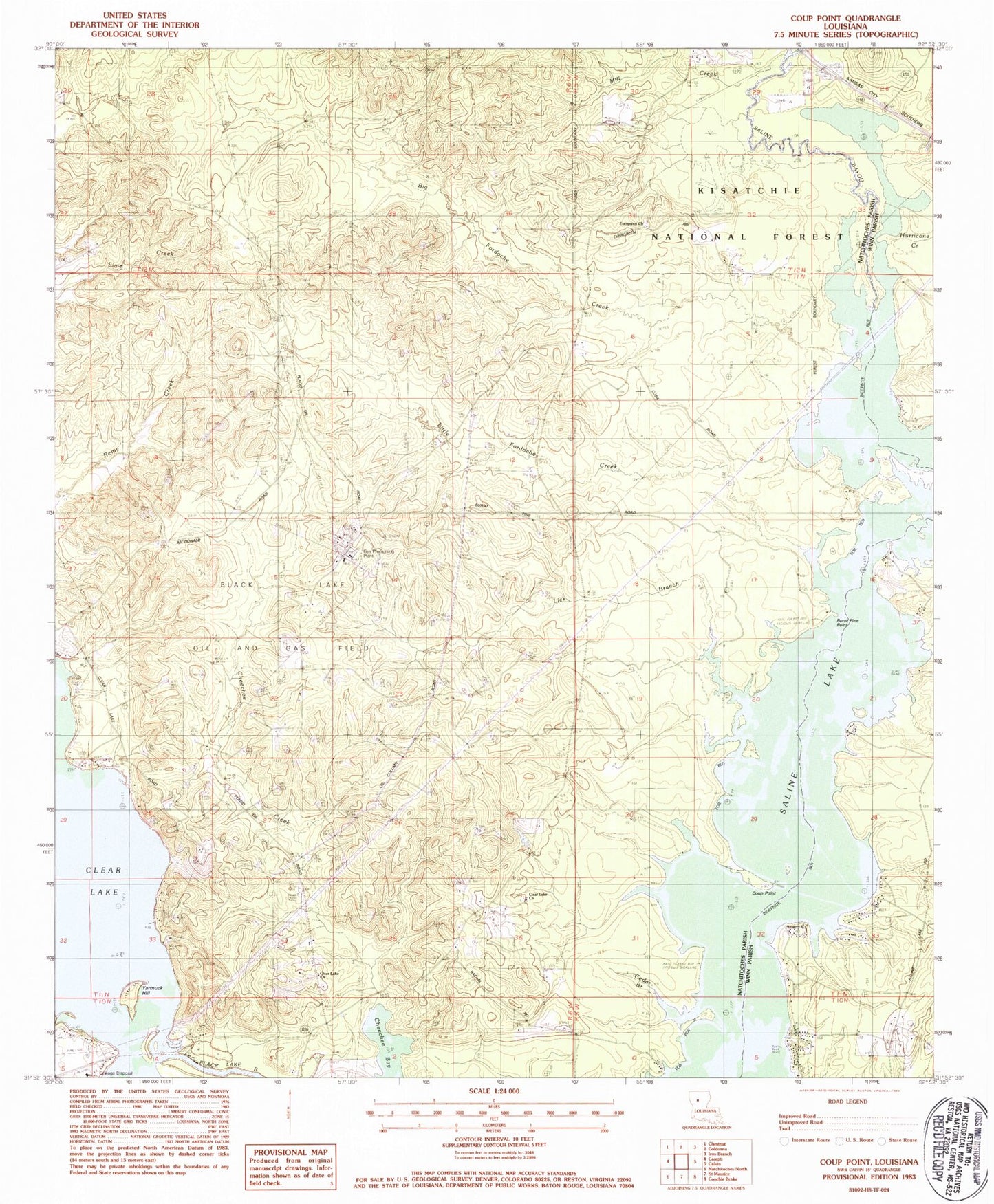 Classic USGS Coup Point Louisiana 7.5'x7.5' Topo Map Image