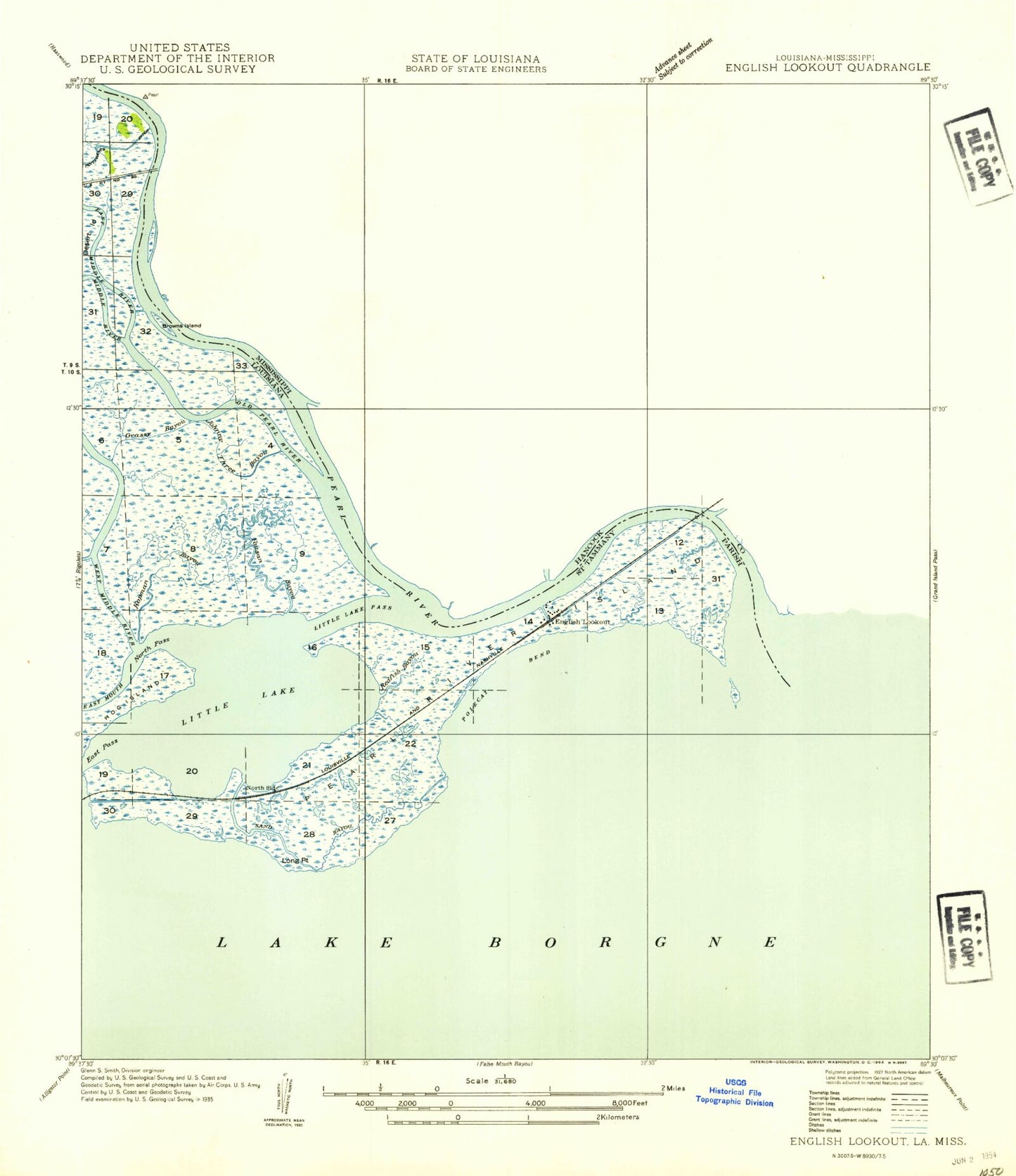 Classic USGS English Lookout Louisiana 7.5'x7.5' Topo Map Image