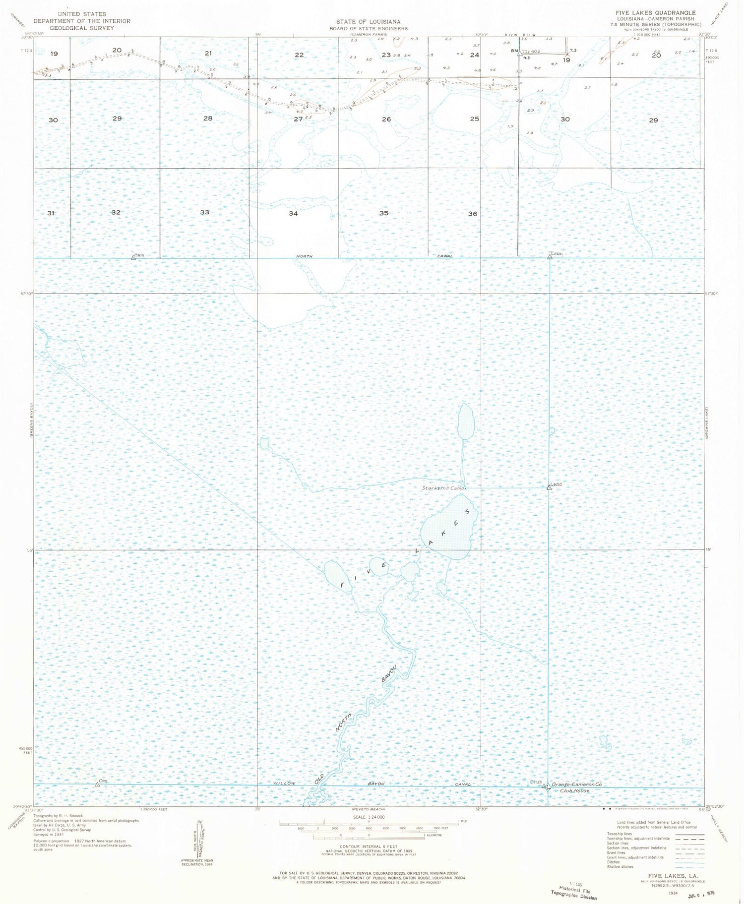 Classic USGS F-R Ranch Louisiana 7.5'x7.5' Topo Map Image