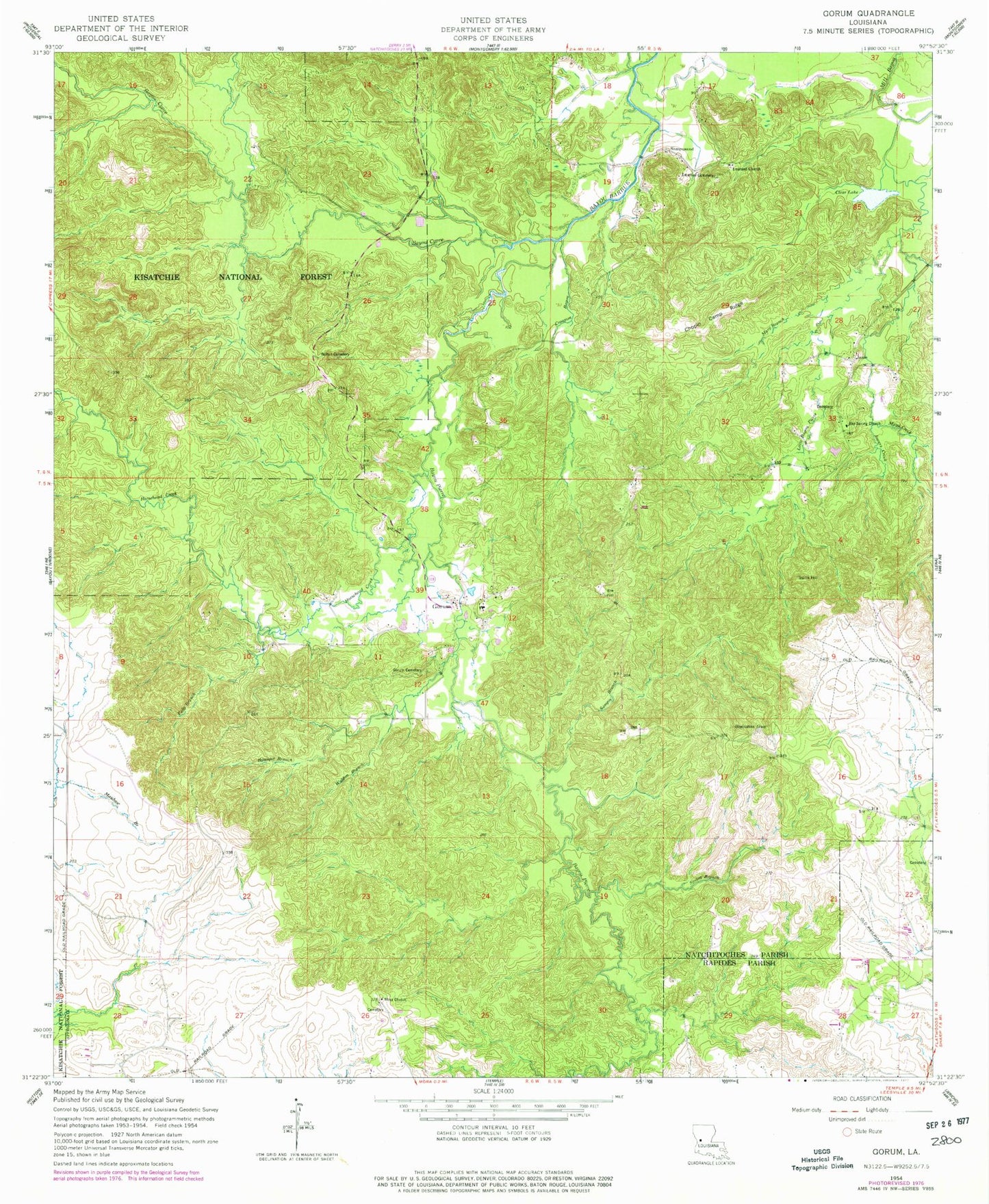Classic USGS Gorum Louisiana 7.5'x7.5' Topo Map Image