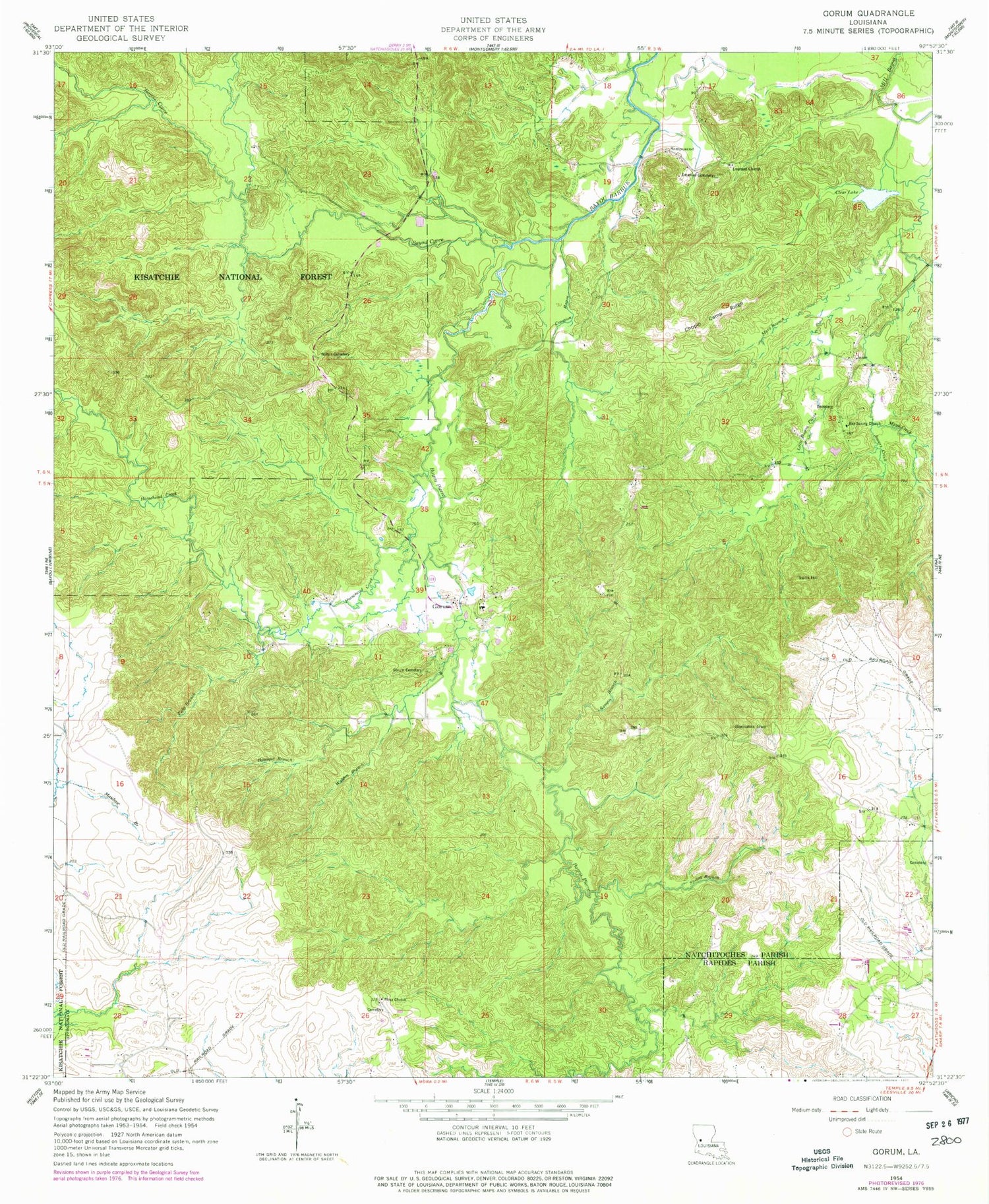 Classic USGS Gorum Louisiana 7.5'x7.5' Topo Map Image
