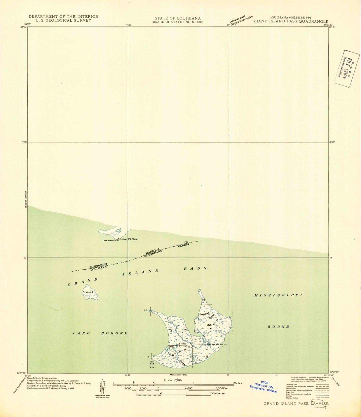 Classic USGS Saint Joe Pass Mississippi 7.5'x7.5' Topo Map Image
