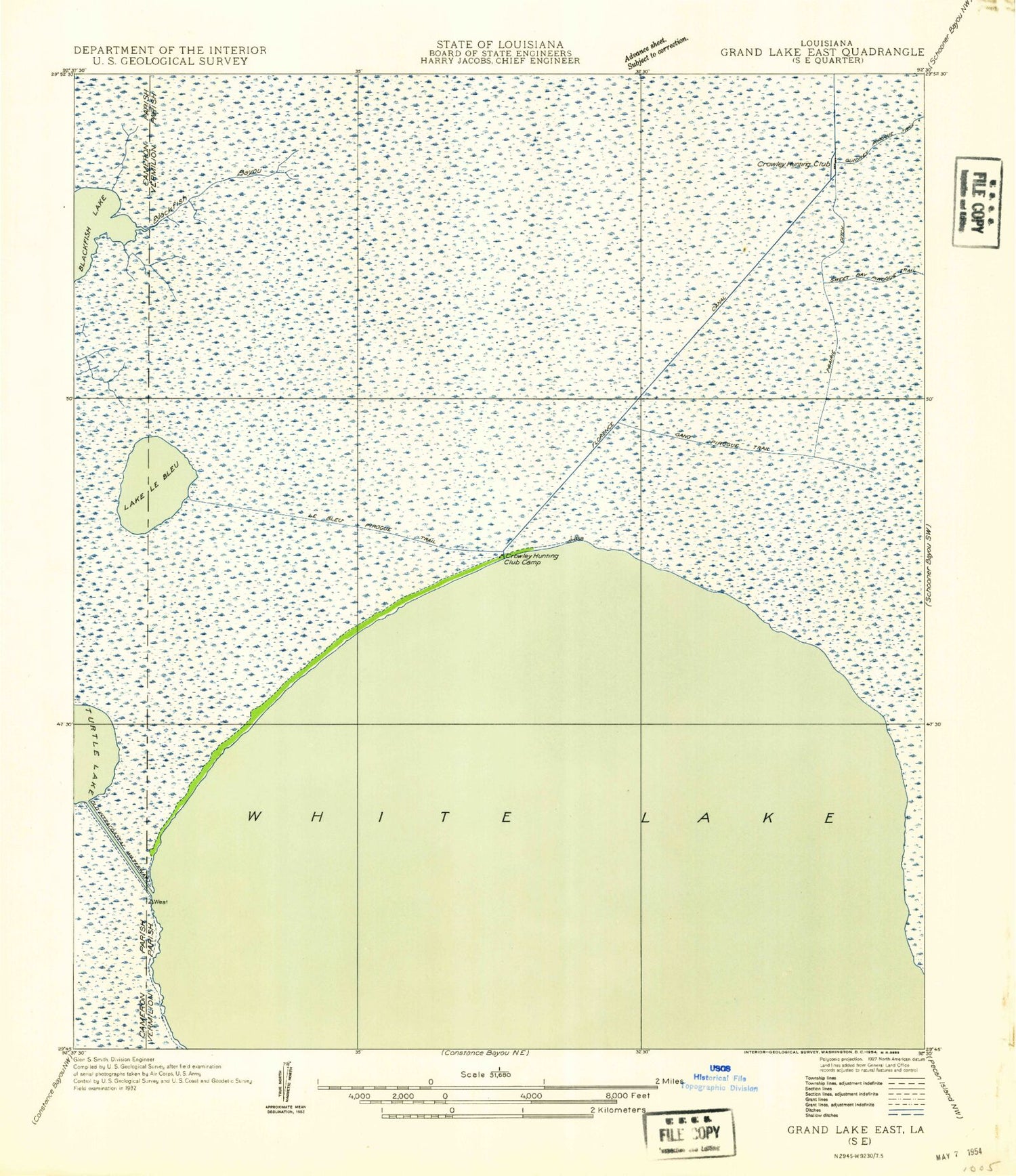 Classic USGS Lake Le Bleu Louisiana 7.5'x7.5' Topo Map Image