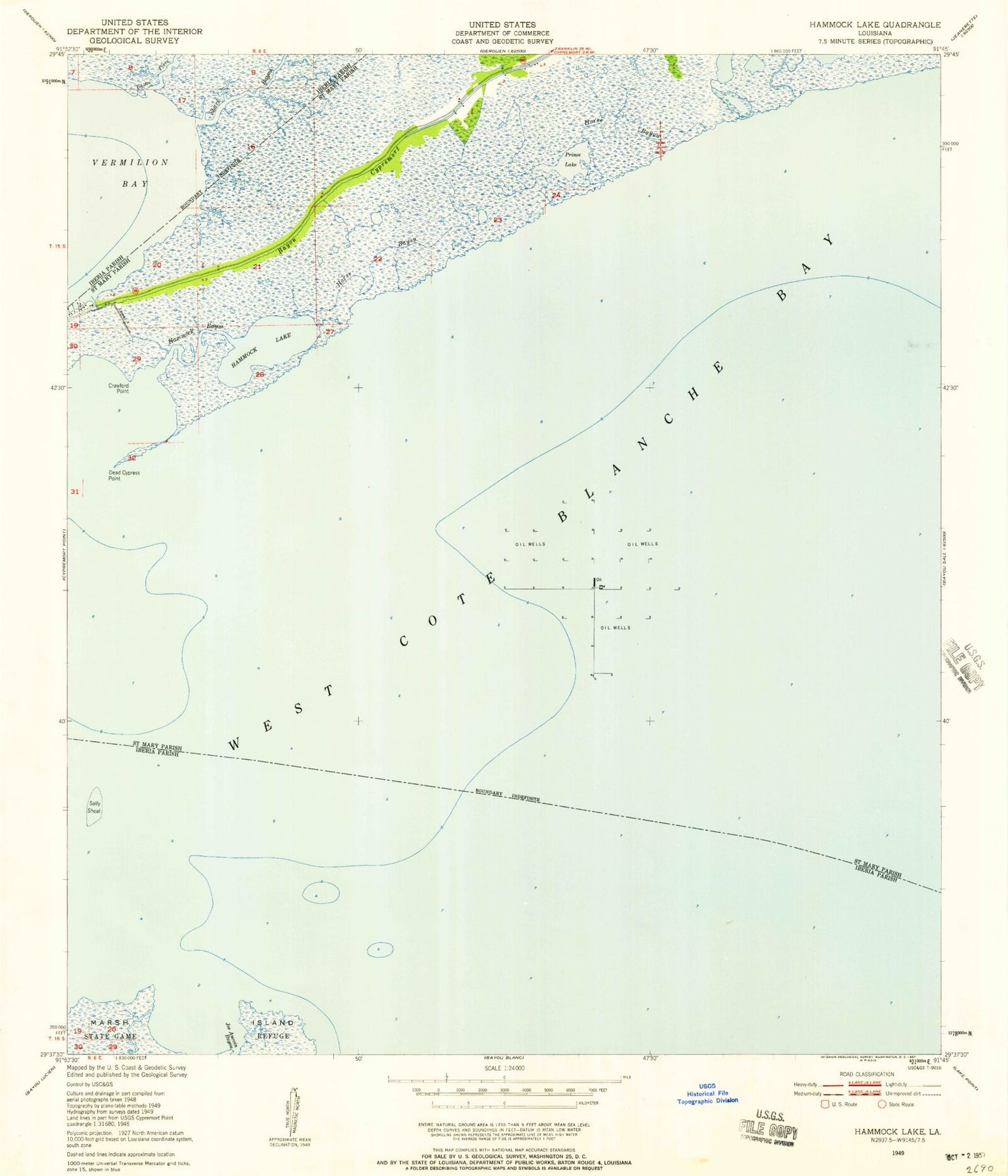 Classic USGS Hammock Lake Louisiana 7.5'x7.5' Topo Map Image