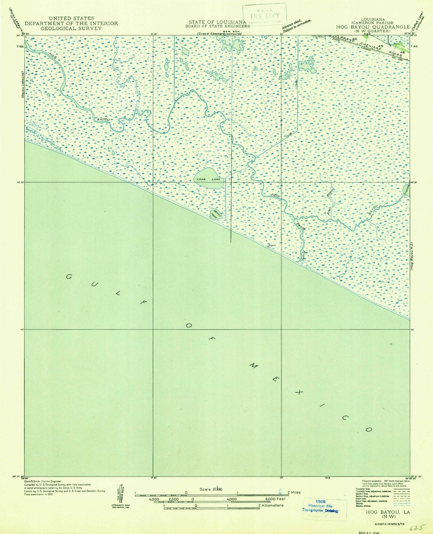 Classic USGS Hog Bayou Louisiana 7.5'x7.5' Topo Map Image