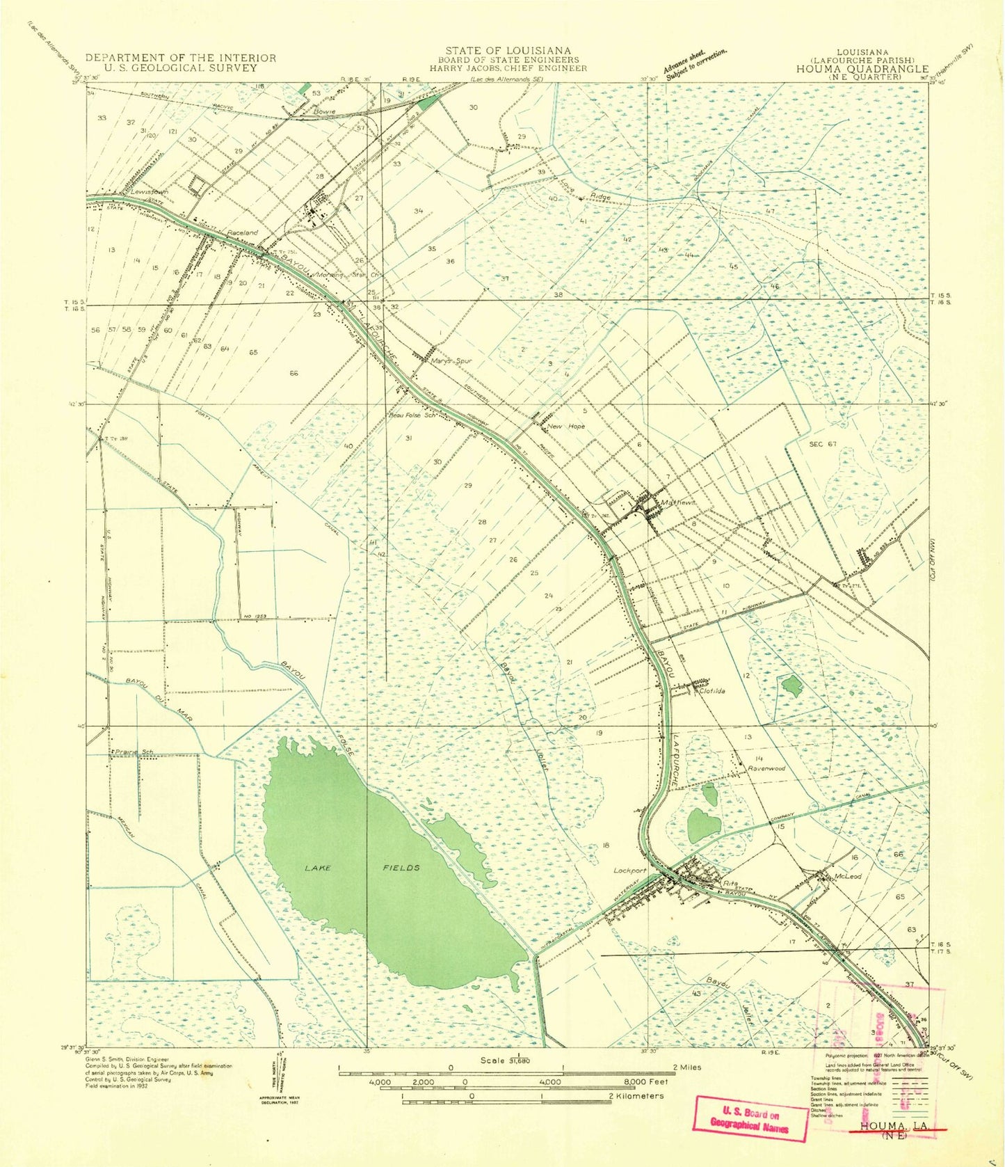 Classic USGS Lockport Louisiana 7.5'x7.5' Topo Map Image