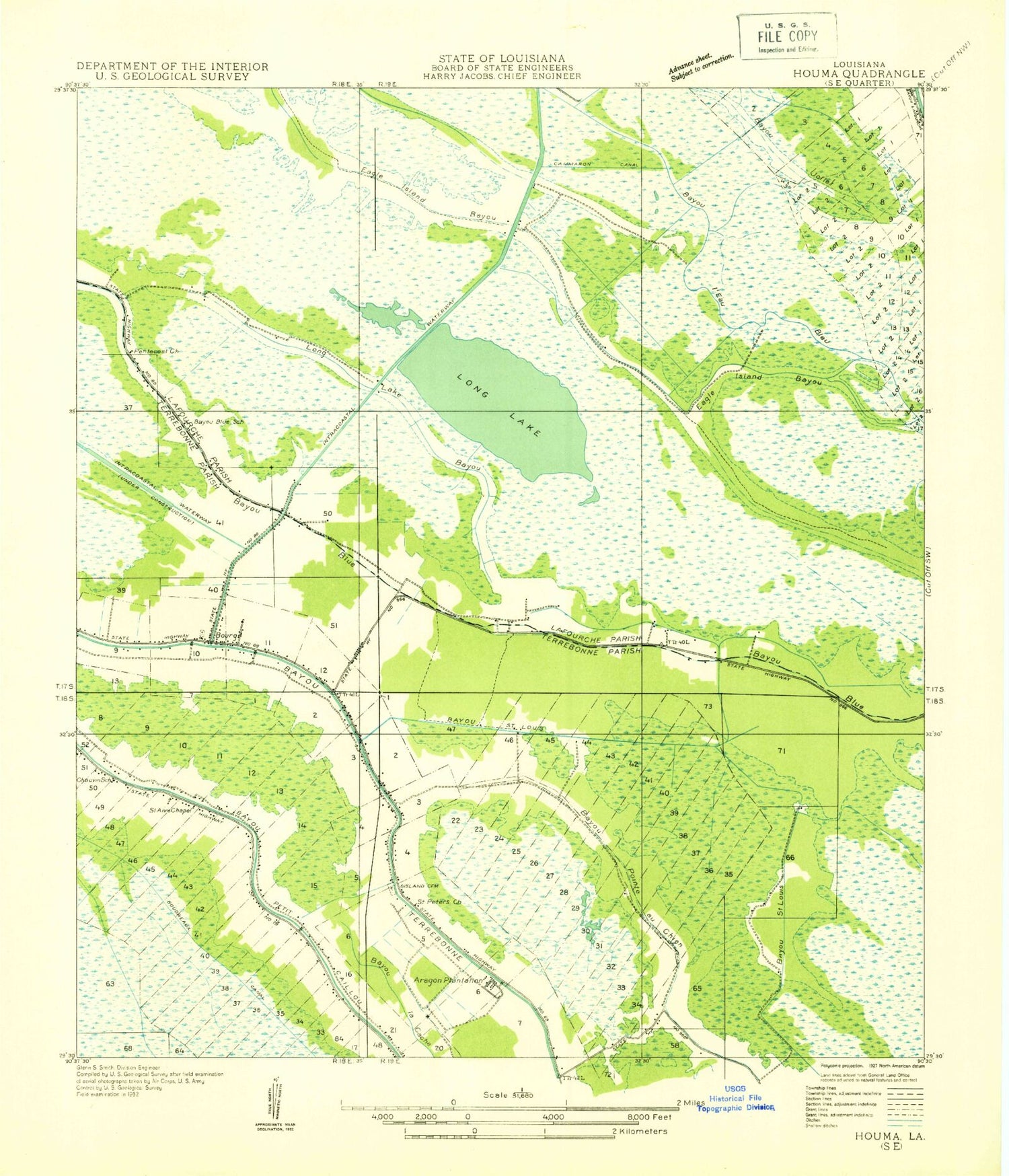 Classic USGS Bourg Louisiana 7.5'x7.5' Topo Map Image