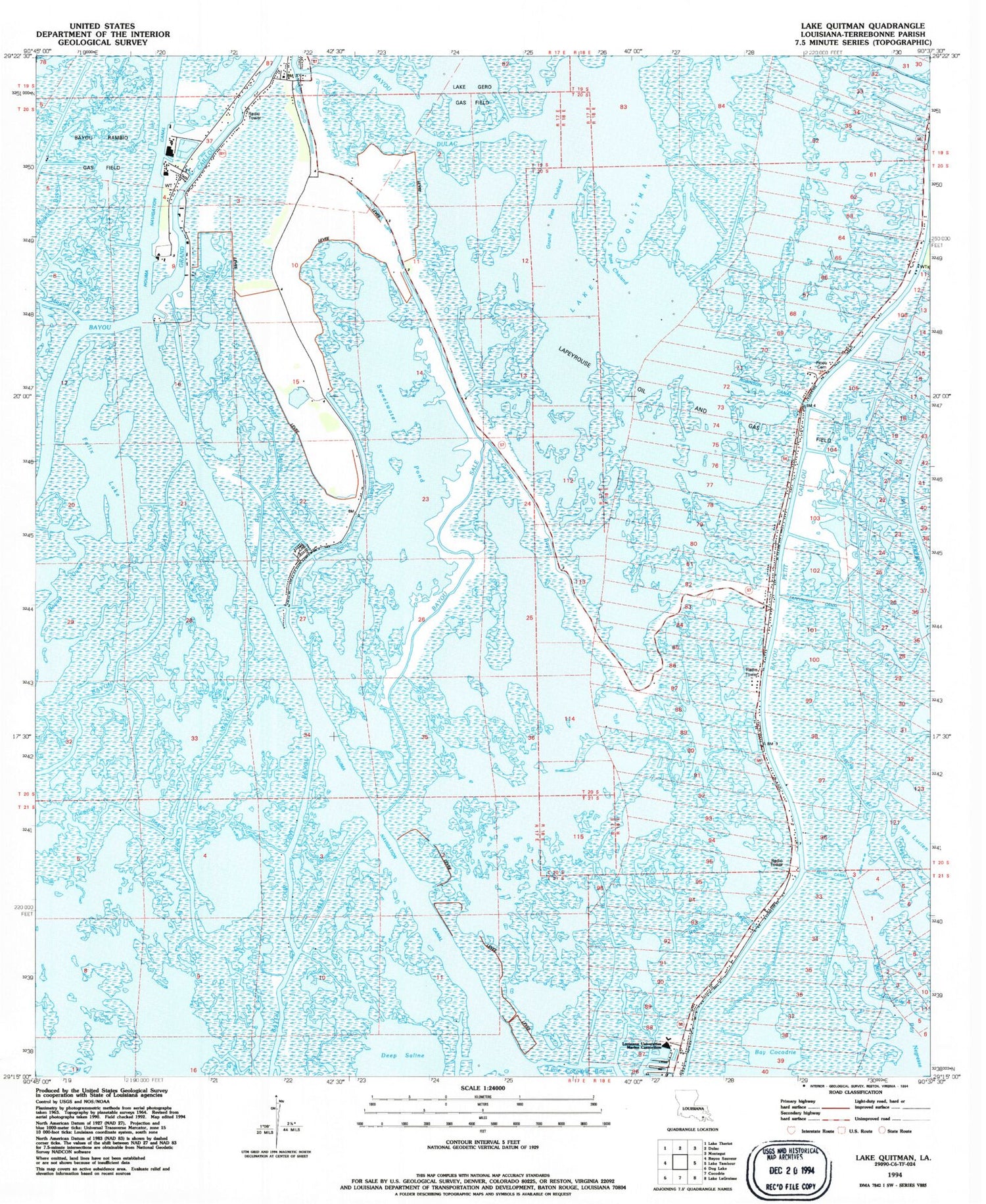 Classic USGS Lake Quitman Louisiana 7.5'x7.5' Topo Map Image
