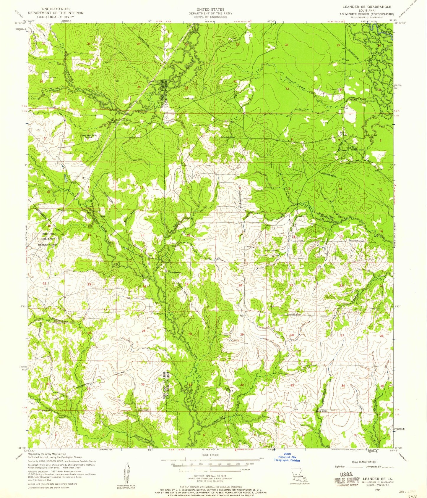 Classic USGS Afeman Louisiana 7.5'x7.5' Topo Map Image