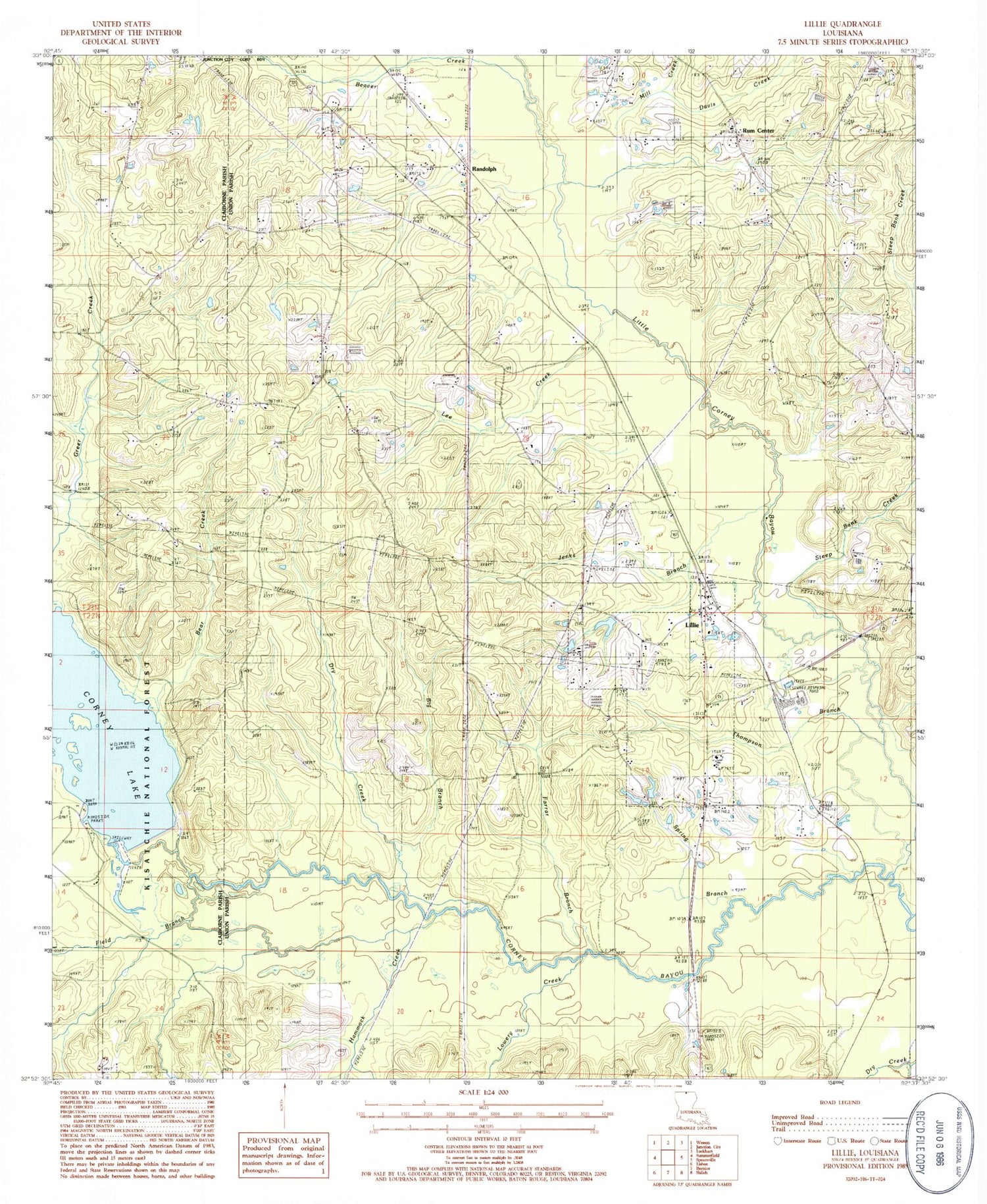 Classic USGS Lillie Louisiana 7.5'x7.5' Topo Map Image
