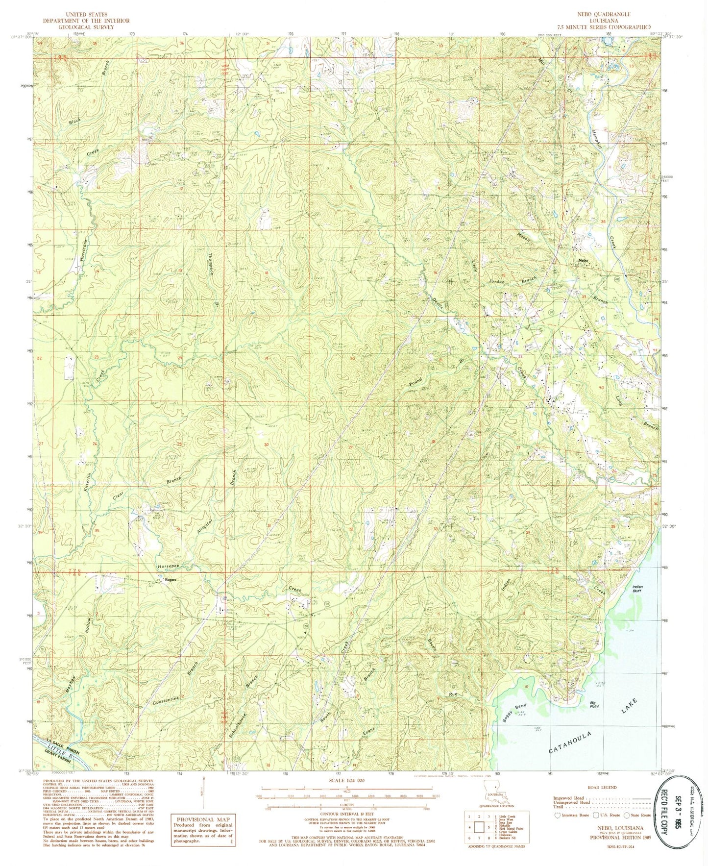 Classic USGS Nebo Louisiana 7.5'x7.5' Topo Map Image